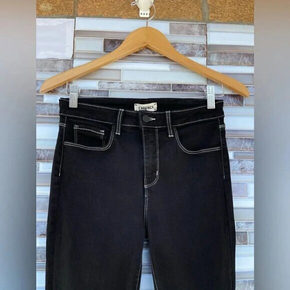 L'AGENCE Margot Skinny High Rise Noir Contrast 26 - Picture 8 of 15